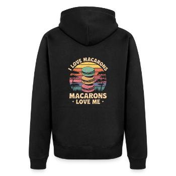 Love goes through macarons - Unisex Premium Organic Zip Hoodie - black - Back - Nico (187cm)