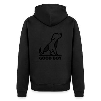 guter Junge - Unisex Premium Bio Zip Hoodie - Schwarz - Hinten - Nico (187cm)