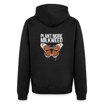 Schütze die Monarchfalter - Unisex Premium Bio Zip Hoodie - Schwarz - Hinten - Nico (187cm)