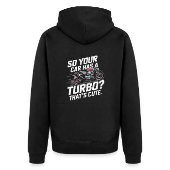 Fun racing design for motorcycle fans - Unisex Premium Organic Zip Hoodie - black - Back - Nico (187cm)