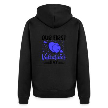 xoxo love you amore Blumen Frauen Valentinstag 14 - Unisex Premium Bio Zip Hoodie - Schwarz - Hinten - Nico (187cm)