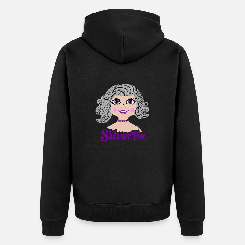 Silverfox Graue Haare Nostalgie - Unisex Premium Bio Zip Hoodie - Schwarz