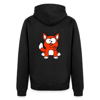 Dog Fox Funny Grimace Squint Tongue Out - Unisex Premium Organic Zip Hoodie - black - Back - Nico (187cm)