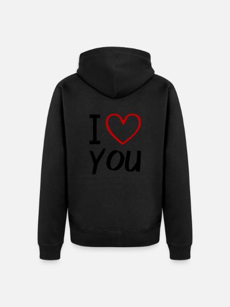 i love you - Unisex Premium Organic Zip Hoodie - black