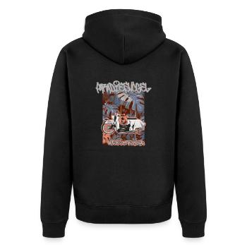 Swallow (camouflage) // Illustration - Unisex Premium Organic Zip Hoodie - black - Back - Nico (187cm)