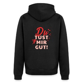 valentinstag spruch partnerschaft partner liebe - Unisex Premium Bio Zip Hoodie - Schwarz - Hinten - Nico (187cm)