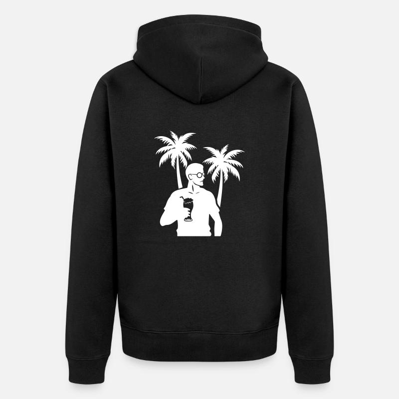 Palm Tree Holiday Boire - Veste à capuche bio Premium Unisexe - noir