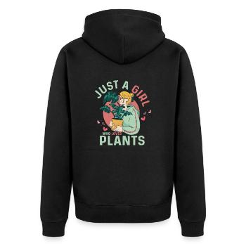 Juste une fille qui aime les plantes Jardinage botanique - Veste à capuche bio Premium Unisexe - noir - Dos - Nico (187cm)