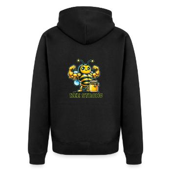 Muskulöse Biene - Unisex Premium Bio Zip Hoodie - Schwarz - Hinten - Nico (187cm)