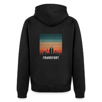 Retro Cities Frankfurt Sunset01 - Unisex Premium Bio Zip Hoodie - Schwarz - Hinten - Nico (187cm)