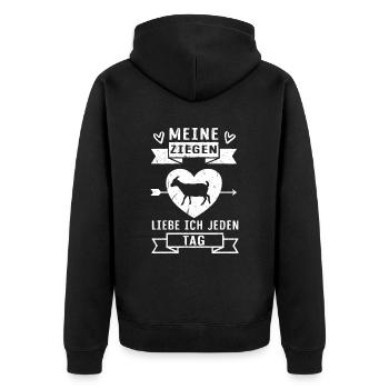 Ziegen Ziege Ziegenbock Lamm Bauer Landwirt Spruch - Unisex Premium Bio Zip Hoodie - Schwarz - Hinten - Nico (187cm)