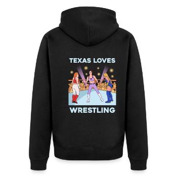 Texas wrestling design for proud Texas fans - Unisex Premium Organic Zip Hoodie - black - Back - Nico (187cm)