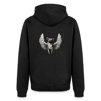 Ange Hyène avec des ailes - Veste à capuche bio Premium Unisexe - noir - Dos - Nico (187cm)