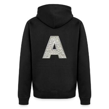 A, letter, letter A, initial, initial A, monogram, - Unisex Premium Bio Zip Hoodie - Schwarz - Hinten - Nico (187cm)