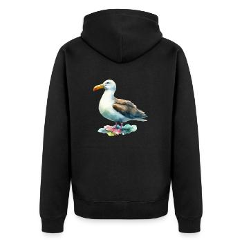 Albatross Watercolor North Sea Coast - Unisex Premium Organic Zip Hoodie - black - Back - Nico (187cm)