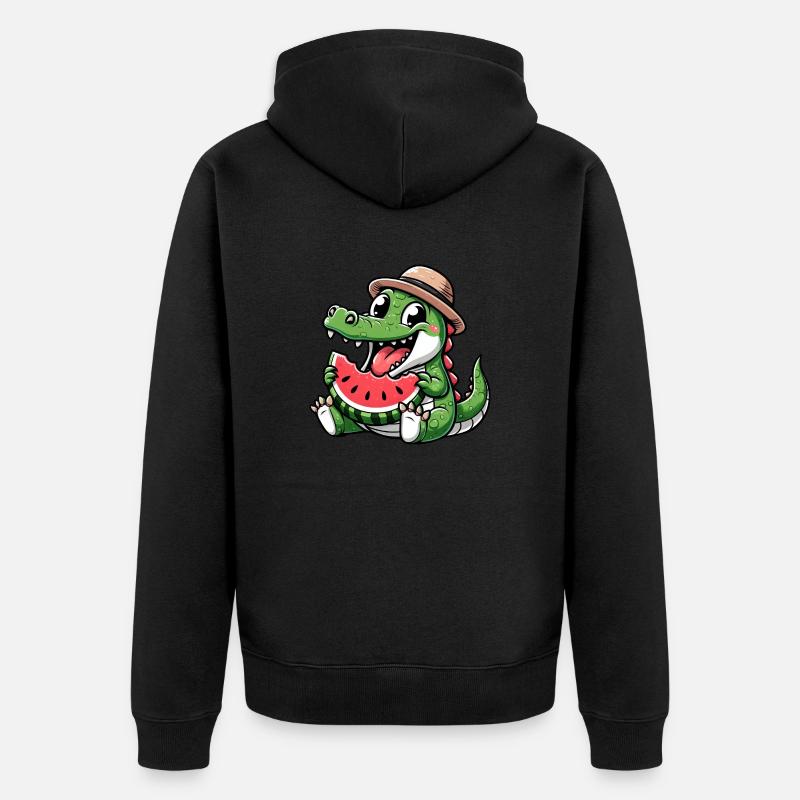 Crocodile Melon Pastèque Fruit Fruité - Veste à capuche bio Premium Unisexe - noir