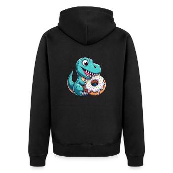 Dino T-Rex Bonbons aux beignets - Veste à capuche bio Premium Unisexe - noir - Dos - Nico (187cm)