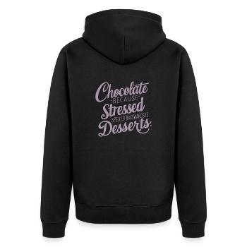 Dessert au chocolat Stress Dire dessert drôle - Veste à capuche bio Premium Unisexe - noir - Dos - Nico (187cm)