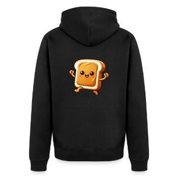 Niedlicher Toast Cartoon Brot lustig - Unisex Premium Bio Zip Hoodie - Schwarz - Hinten - Nico (187cm)
