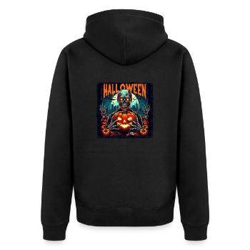 Halloween Zombie Kürbis Horror Grunge - Unisex Premium Bio Zip Hoodie - Schwarz - Hinten - Nico (187cm)