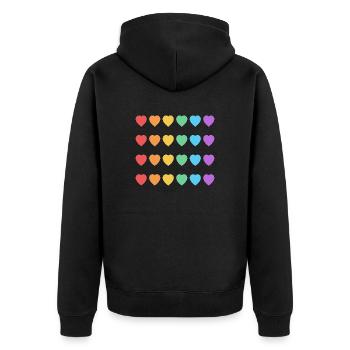 Rainbow Hearts LGBT Pride Monat - Unisex Premium Bio Zip Hoodie - Schwarz - Hinten - Nico (187cm)