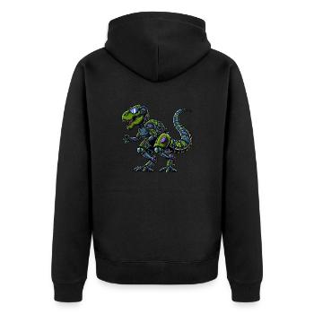 T-Rex Cyborg, Futuristic Dinosaur - Unisex Premium Organic Zip Hoodie - black - Back - Nico (187cm)