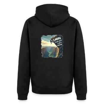 Climbing - Because Gravity Is Just a Suggestion - Unisex Premium Organic Zip Hoodie - black - Back - Nico (187cm)