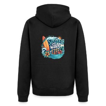 Le surf est ma vague de vie – Surfer & Ocean - Veste à capuche bio Premium Unisexe - noir - Dos - Nico (187cm)