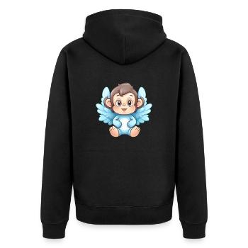 Singe Chimpanzé Ailes d’ange mignon kawaii - Veste à capuche bio Premium Unisexe - noir - Dos - Nico (187cm)