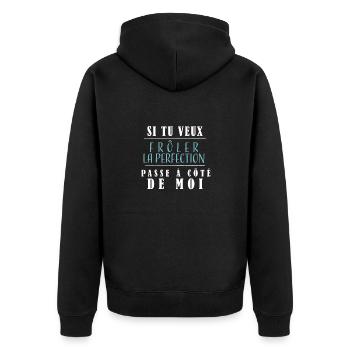 phrase humoristique, message drôle, prétentieux - Veste à capuche bio Premium Unisexe - noir - Dos - Nico (187cm)