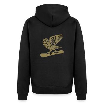 Eule Snowboard Snowboarder Minimalistisches Design - Unisex Premium Bio Zip Hoodie - Schwarz - Hinten - Nico (187cm)