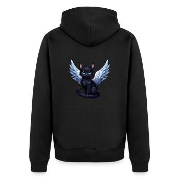 Ange chat noir avec des ailes Style gothique - Veste à capuche bio Premium Unisexe - noir - Dos - Nico (187cm)