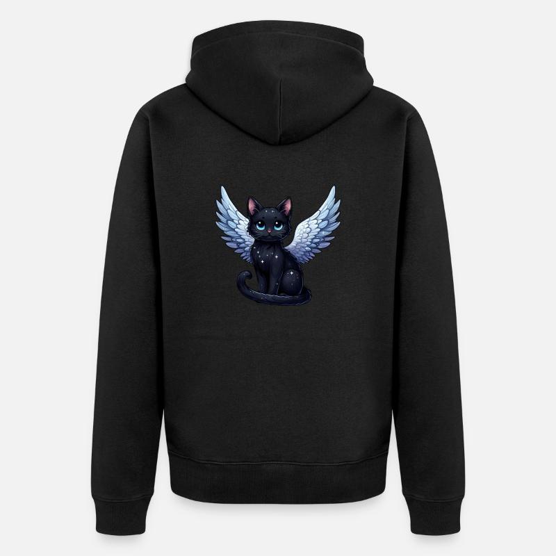 Ange chat noir avec des ailes Style gothique - Veste à capuche bio Premium Unisexe - noir