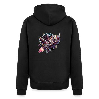 Vaisseau spatial imaginatif et fantaisiste avec astronaute - Veste à capuche bio Premium Unisexe - noir - Dos - Nico (187cm)