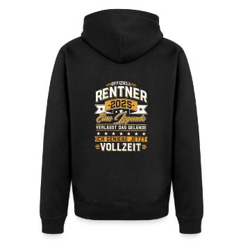 Rentner 2025 Rente Ruhestand 2025 Geschenk - Unisex Premium Bio Zip Hoodie - Schwarz - Hinten - Nico (187cm)
