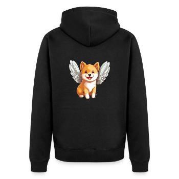 Cute Shiba Inu Angel in Comic Style - Perfect for - Unisex Premium Organic Zip Hoodie - black - Back - Nico (187cm)
