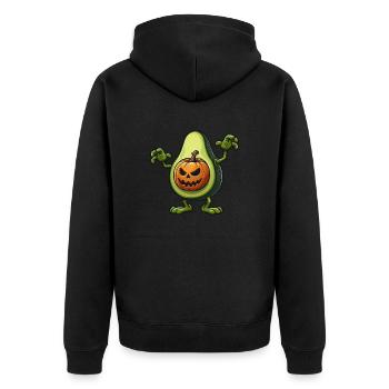 Gruseliges Avocado Monster Halloween Vegan Cartoon - Unisex Premium Bio Zip Hoodie - Schwarz - Hinten - Nico (187cm)