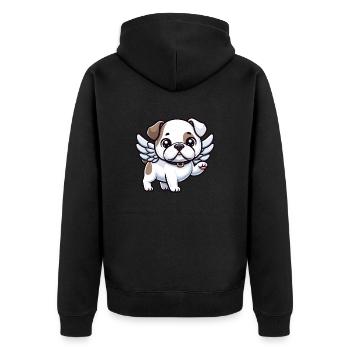 Süßer amerikanischer Bulldoggen-Engel im Comic-Sti - Unisex Premium Bio Zip Hoodie - Schwarz - Hinten - Nico (187cm)