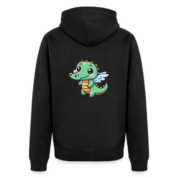Cute Crocodile Angel Wings - Unisex Premium Organic Zip Hoodie - black - Back - Nico (187cm)