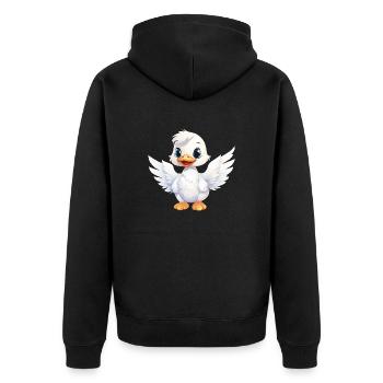Ente Weiß Engel Flügel Süß Comic - Unisex Premium Bio Zip Hoodie - Schwarz - Hinten - Nico (187cm)