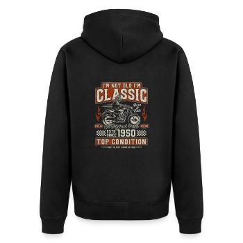 Moto rétro vintage des années 1950 - Veste à capuche bio Premium Unisexe - noir - Dos - Nico (187cm)