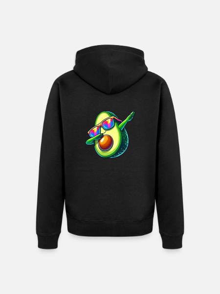 Cool Avocado Dab Sunglasses Rainbow - Unisex Premium Organic Zip Hoodie - black