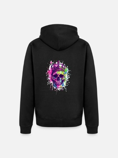 King Skull Crown - Unisex Premium Organic Zip Hoodie - black