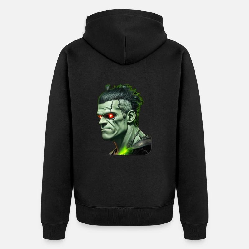 Monstre vert d’Halloween 5 - Veste à capuche bio Premium Unisexe - noir
