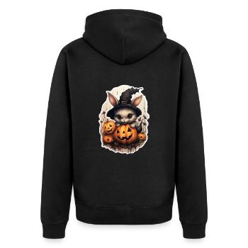 Halloween Hexerhäschen - Unisex Premium Bio Zip Hoodie - Schwarz - Hinten - Nico (187cm)