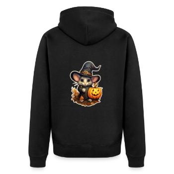 Halloween Mouse - Unisex Premium Organic Zip Hoodie - black - Back - Nico (187cm)