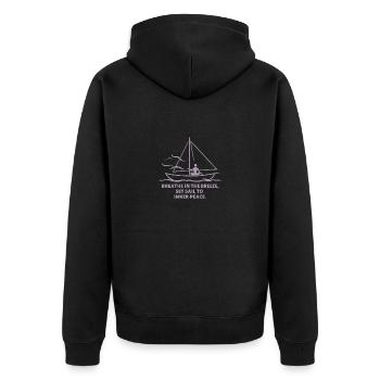 Segeln Atmen Ruhe Segelboot - Unisex Premium Bio Zip Hoodie - Schwarz - Hinten - Nico (187cm)
