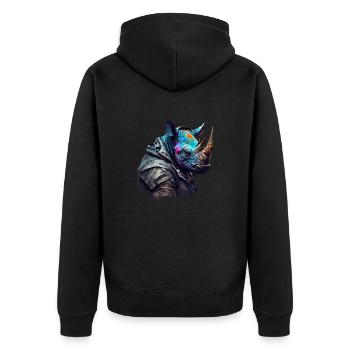CS Rhino, animal de la collection Cyber Squad - Veste à capuche bio Premium Unisexe - noir - Dos - Nico (187cm)