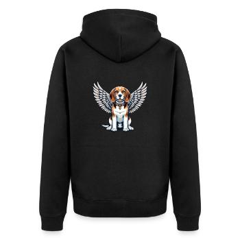 Beagle Angel - Cute Dog with Wings - Unisex Premium Organic Zip Hoodie - black - Back - Nico (187cm)