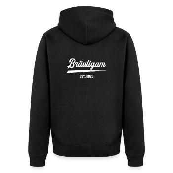 Bräutigam Hochzeit Junggesellenabschied 2025 - Unisex Premium Bio Zip Hoodie - Schwarz - Hinten - Nico (187cm)